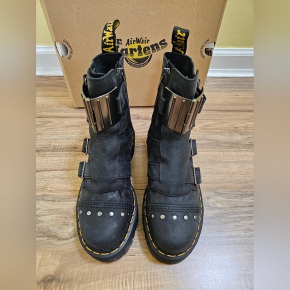 Dr. Martens Jadon Hinge Buckle Leather Platform Boots - Picture 11 of 15
